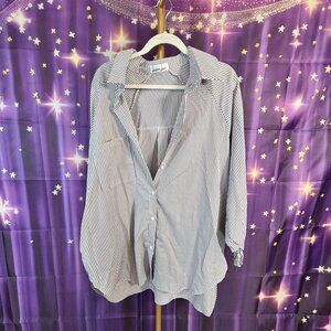 Lemon Love - The Ella Blouse - Striped with Smocked Sleeves with pockets - White